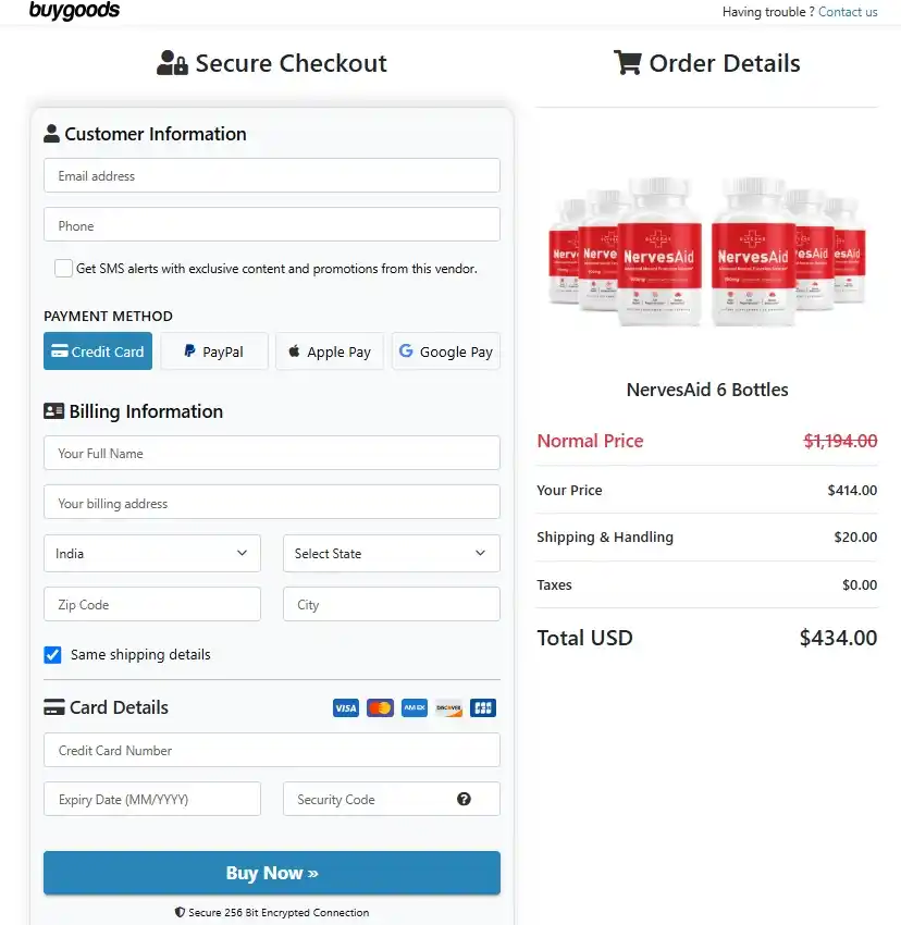 NervesAid Order Page